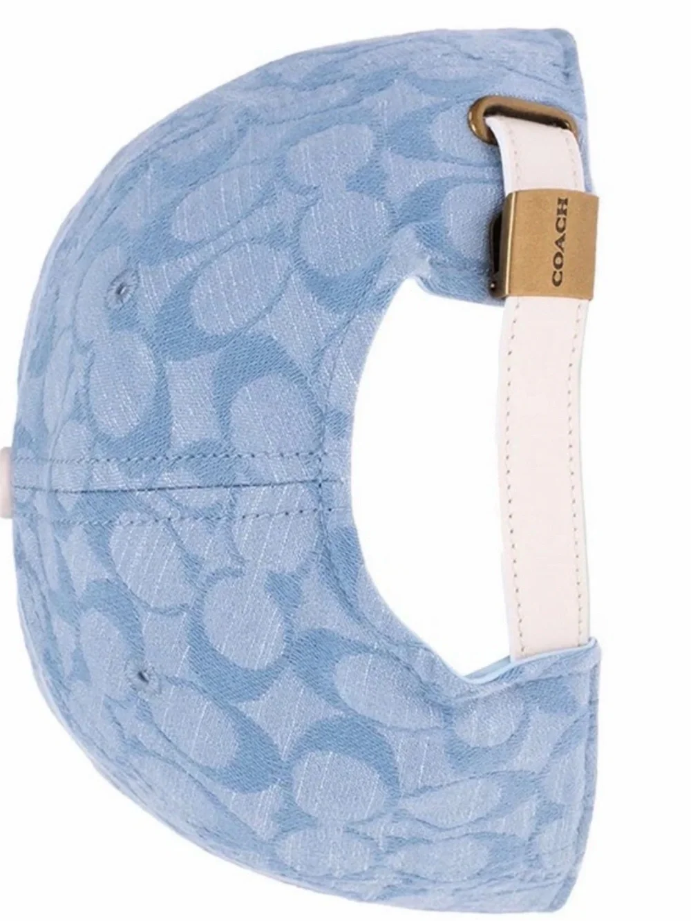 Coach Light Blue Signature Monogram Baseball Cap with White Trim